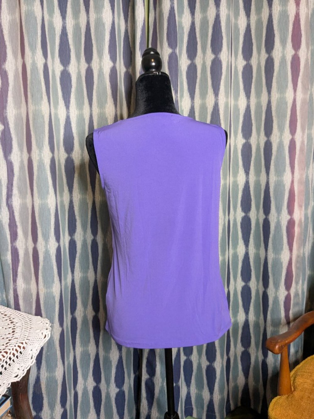 Jones Studio Separates Purple Sleeveless Keyhole Tie Neck Blouse Top M - Picture 2 of 4